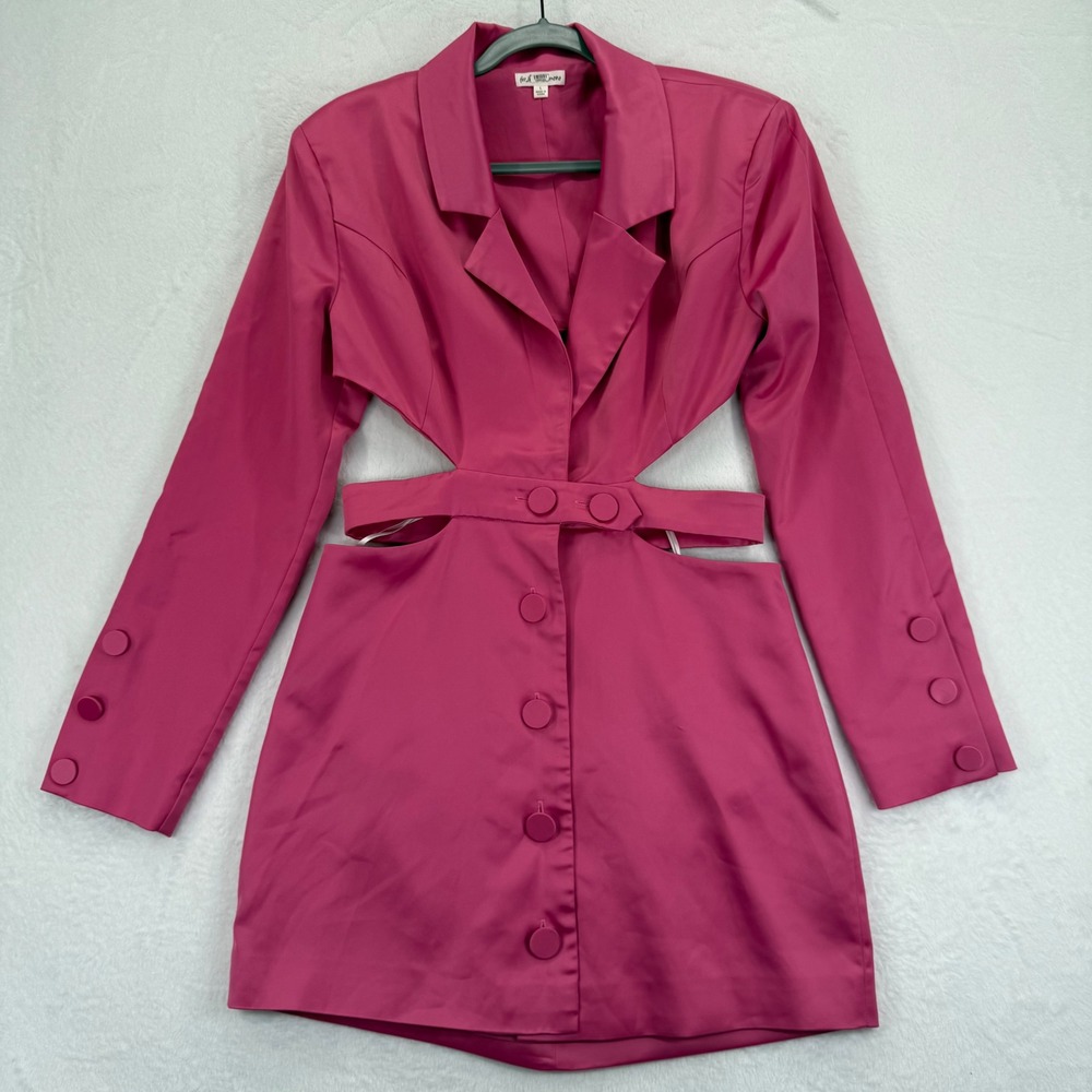 For Love & Lemons Womens Dress Size L Pink Long Sleeve Mini Cut‎ Out Blazer